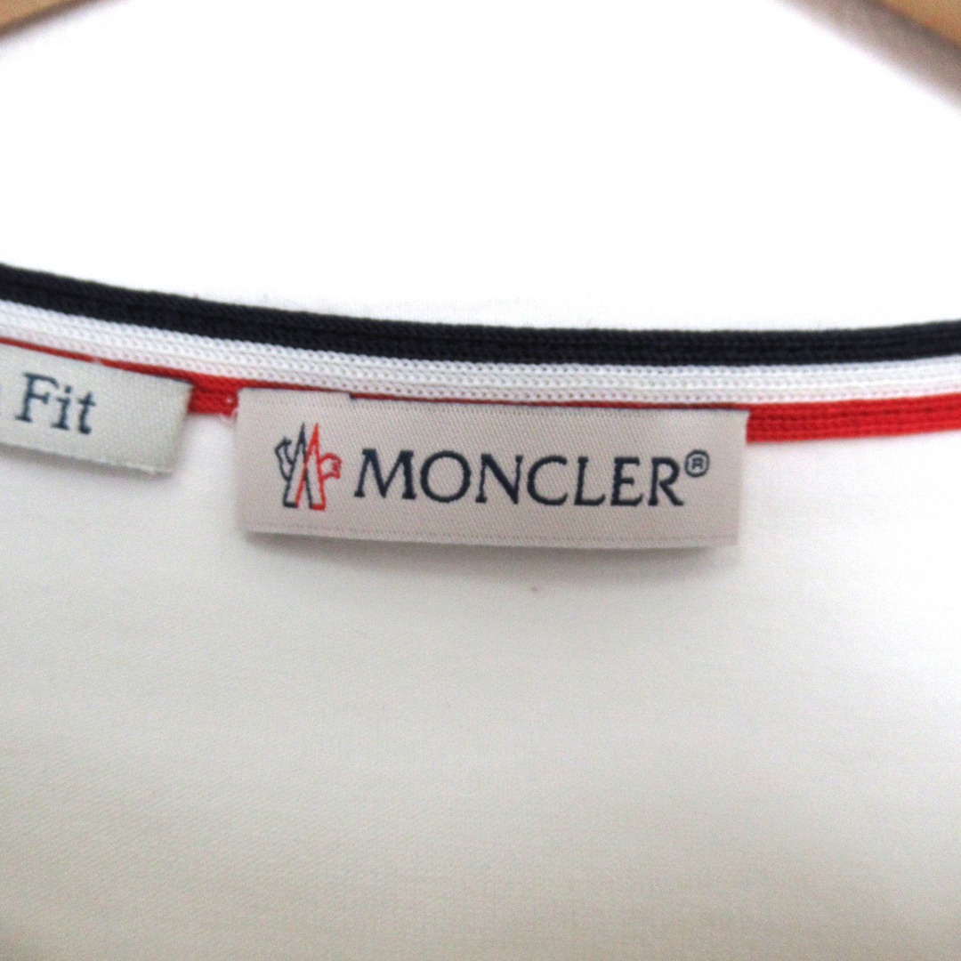 MONCLER モンクレール ボーダー ロゴ 半袖Ｔシャツ ブラック ホワイト シルバー トップス G10918C7E010 829GR 良品 XL  55615