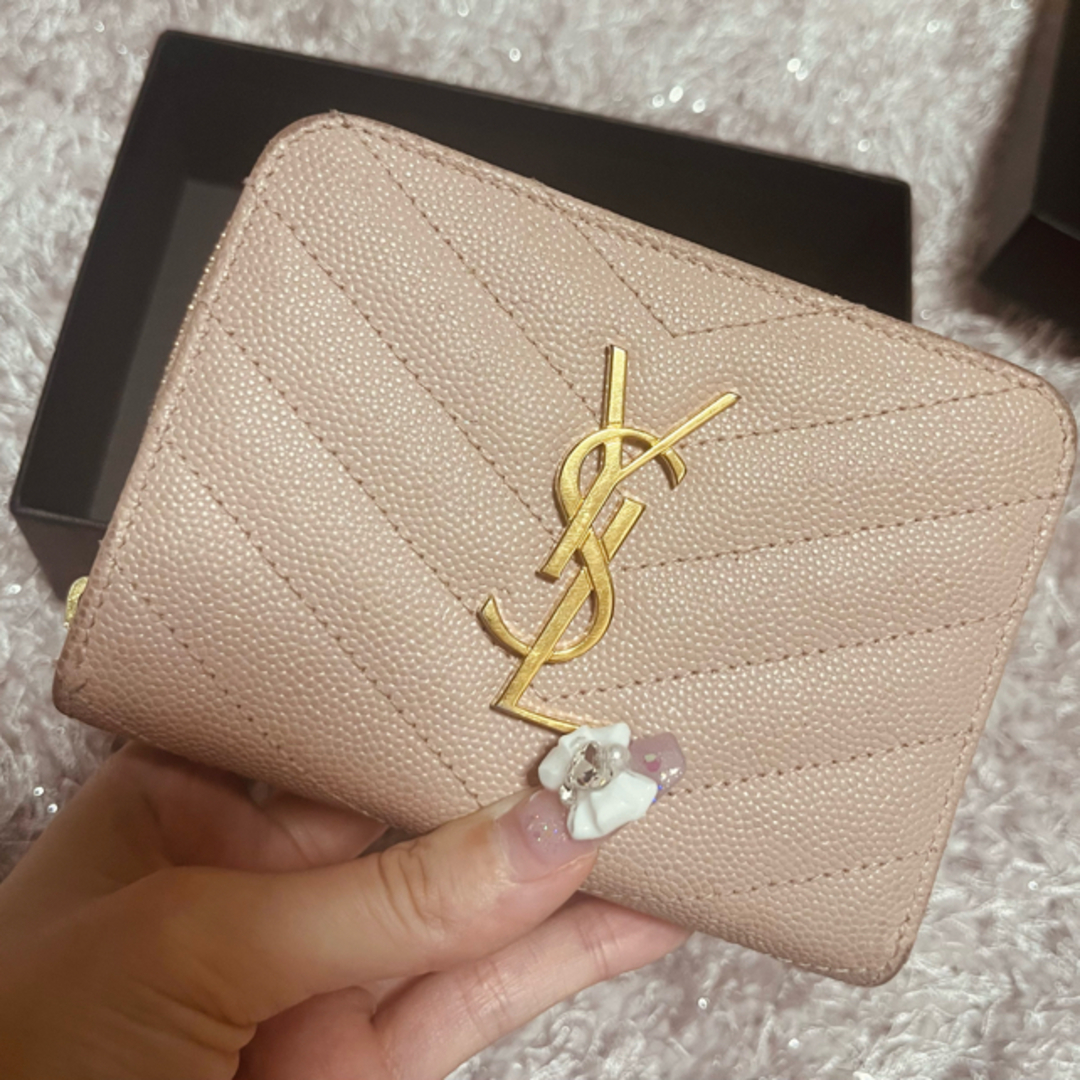 YSL サンローラン 二つ折り 折り財布 ピンク