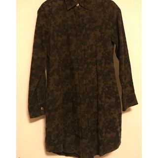 新品☆シャツ・ロングシャツ・チュニック・ワンピース・ネル生地・迷彩柄・S-L(シャツ/ブラウス(長袖/七分))