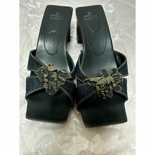 FENDI - フェンディ ロゴ ストライプ デニム サンダル 34.5(約21.5cm