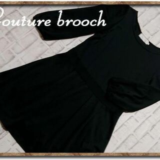 クチュールブローチ(Couture Brooch)のクチュールブローチ　バルーン袖カットワンピース　黒(ひざ丈ワンピース)