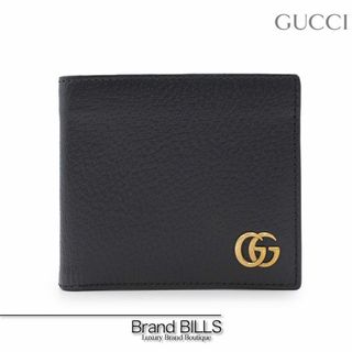 グッチ(Gucci)の未使用品 グッチ GGマーモント コインウォレット 折り財布 428725 ダブルG レザー ブラック ゴールド金具(長財布)