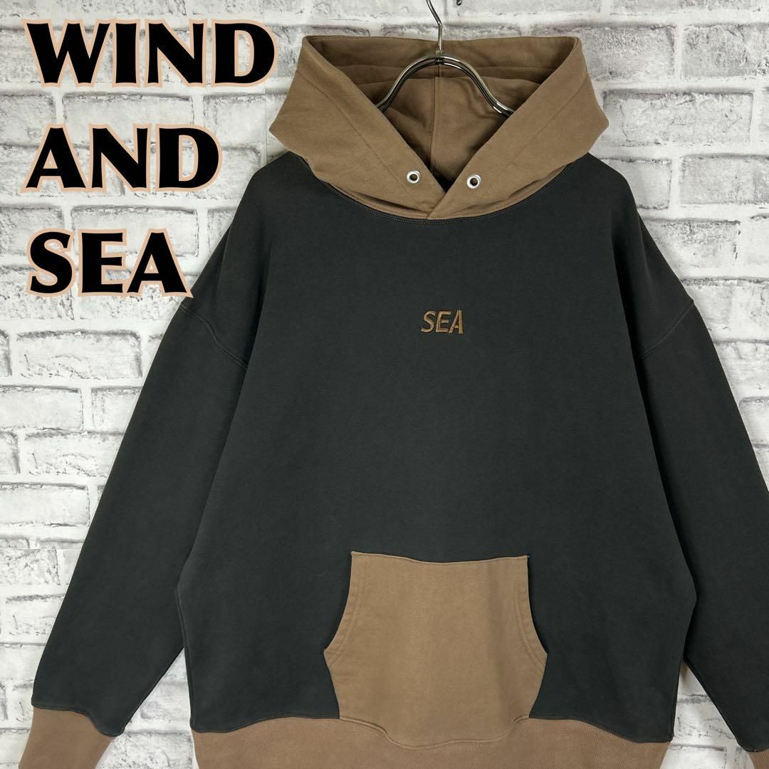 WIND AND SEA ウィンダンシー パーカー センター刺繍ロゴ バイカラー60㎝袖丈