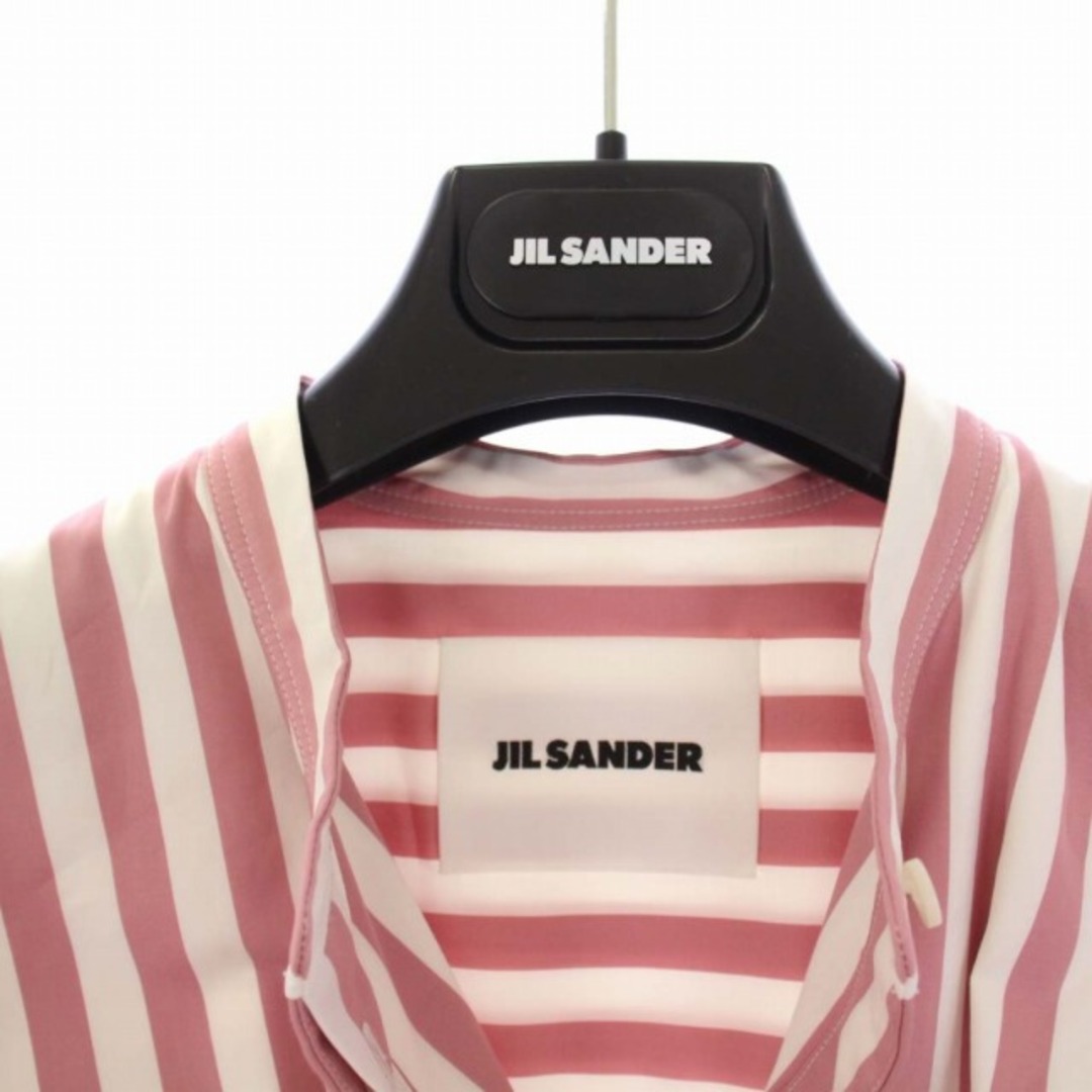 Jil Sander(ジルサンダー)のジルサンダー ガーメントダイ ストライプ コットンシャツドレス XS ピンク 白 レディースのワンピース(ロングワンピース/マキシワンピース)の商品写真