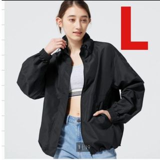 ジーユー(GU)のL　ブラック　UVカットオーバーサイズブルゾン ユニクロ　H&M ZARA(ブルゾン)