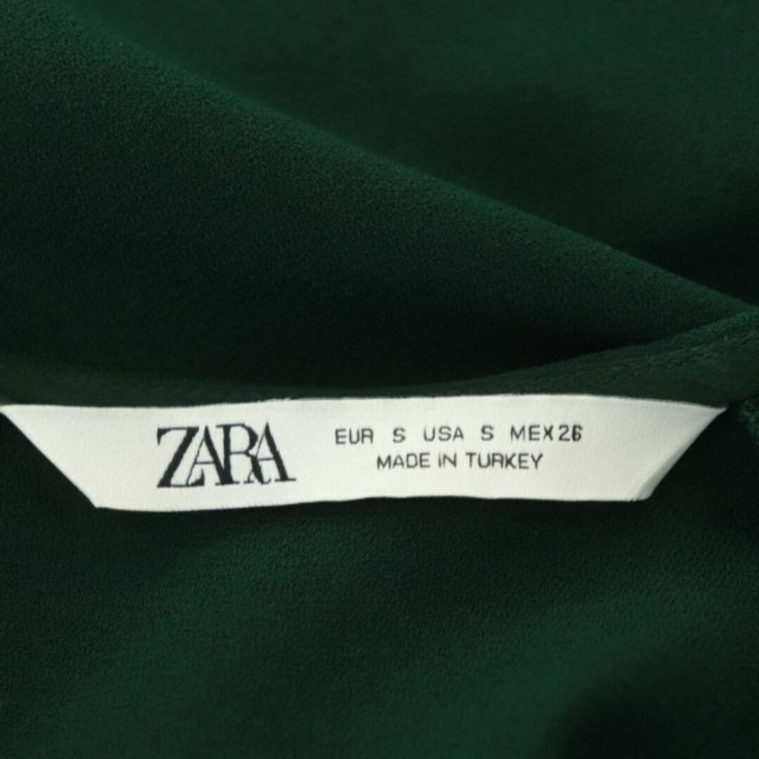 ZARA(ザラ)のザラ チュニックブラウス ワンピース 半袖 膝丈 プルオーバー プリーツ S 緑 レディースのワンピース(ひざ丈ワンピース)の商品写真