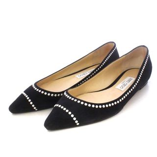 ジミーチュウ(JIMMY CHOO)のジミーチュウ ROMY FLAT パンプス フラット パール 38 黒(ハイヒール/パンプス)