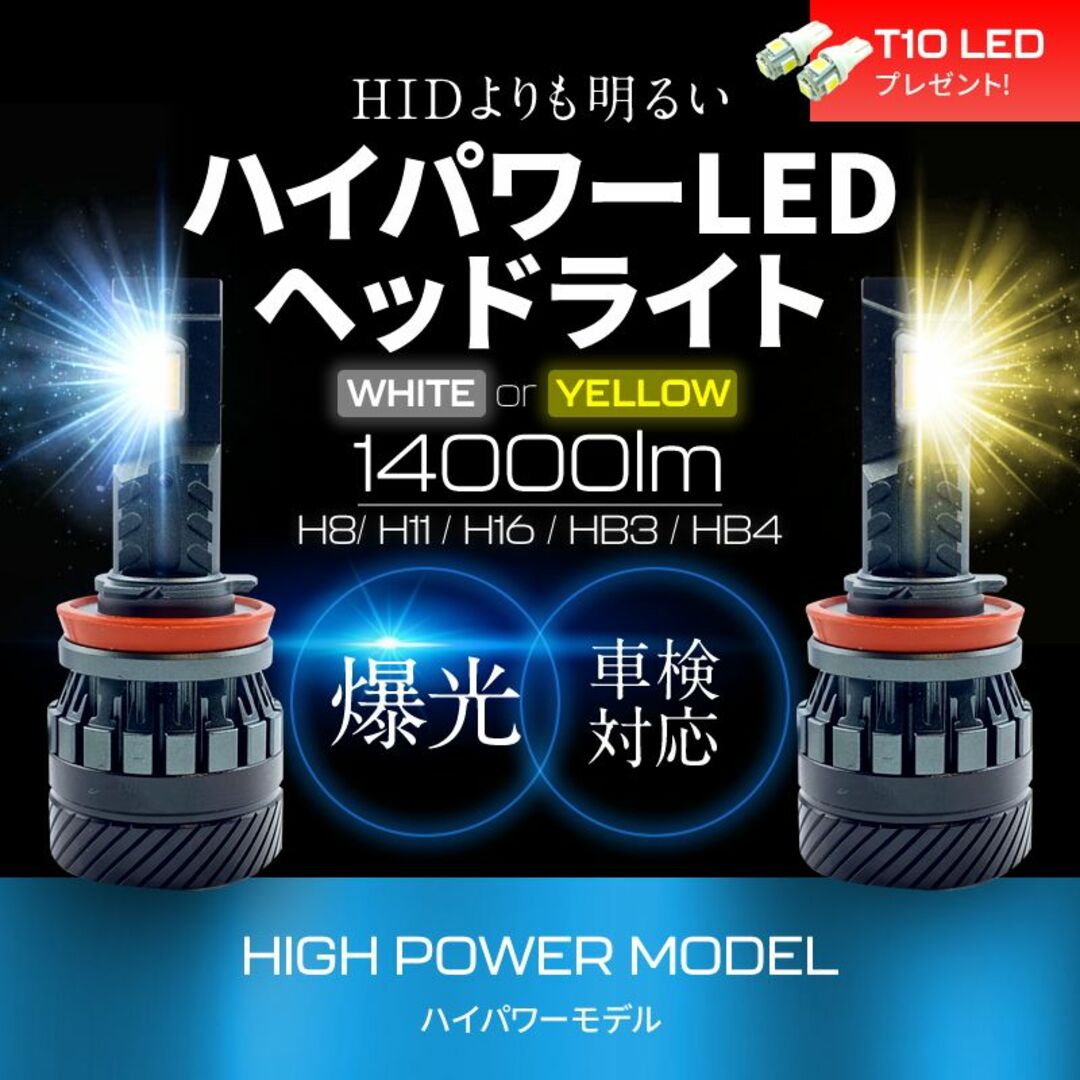 HB3 / HB4 LEDヘッドライト ハイパワー HIDより明るい 爆光 H