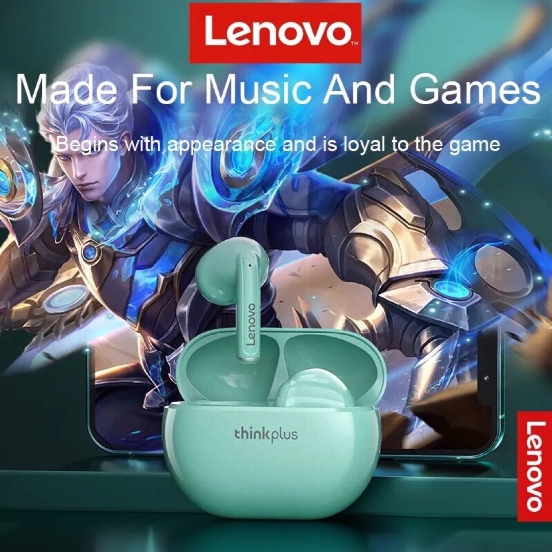 Lenovo(レノボ)のXT93Lenovo Thinkplus Bluetoothワイヤレスイヤホン黒 スマホ/家電/カメラのオーディオ機器(ヘッドフォン/イヤフォン)の商品写真