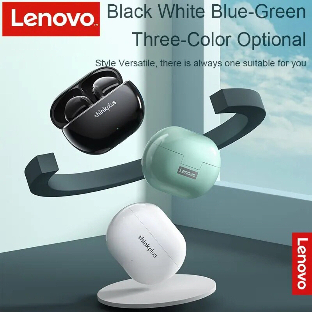 Lenovo(レノボ)のXT93Lenovo Thinkplus Bluetoothワイヤレスイヤホン黒 スマホ/家電/カメラのオーディオ機器(ヘッドフォン/イヤフォン)の商品写真