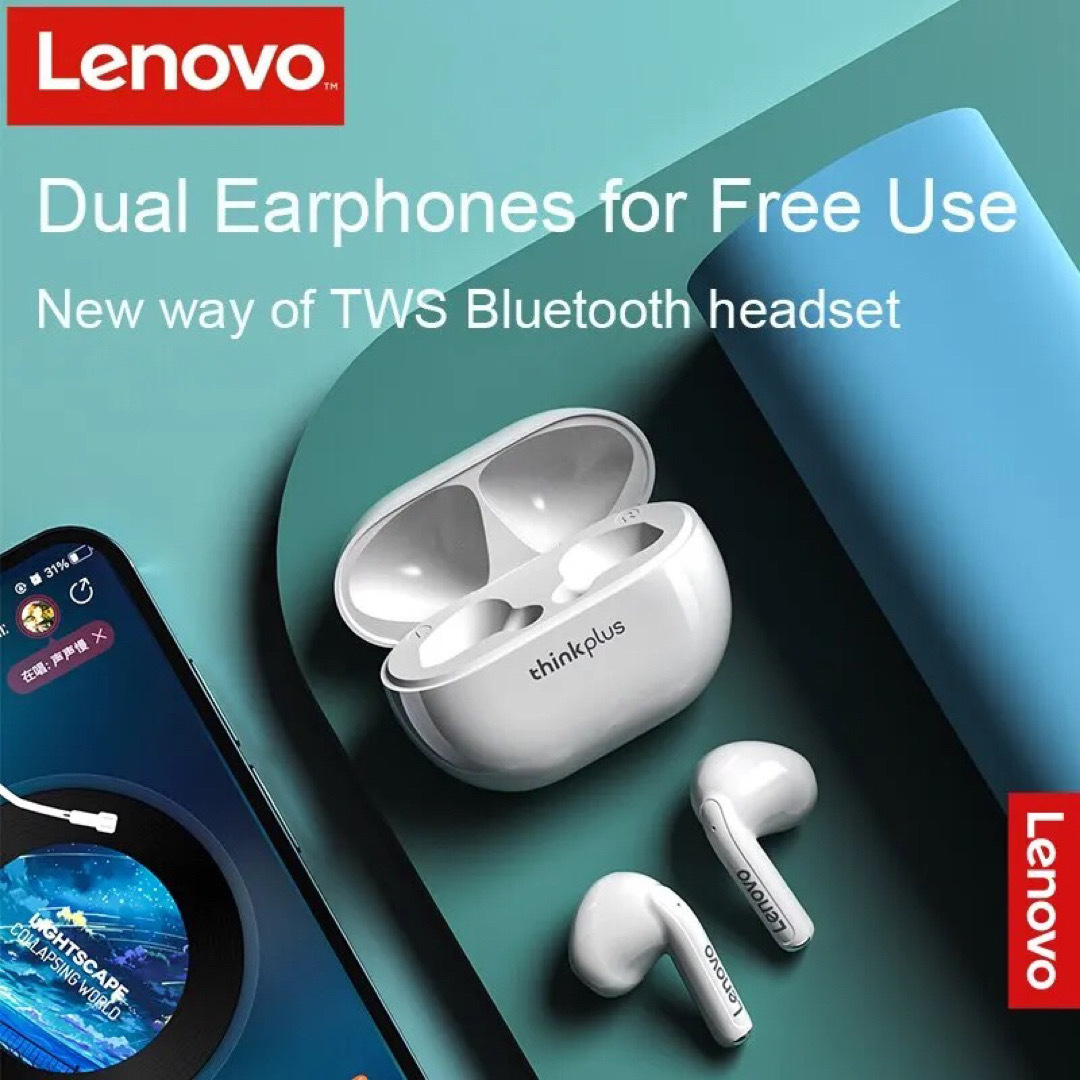 Lenovo(レノボ)のXT93Lenovo Thinkplus Bluetoothワイヤレスイヤホン黒 スマホ/家電/カメラのオーディオ機器(ヘッドフォン/イヤフォン)の商品写真