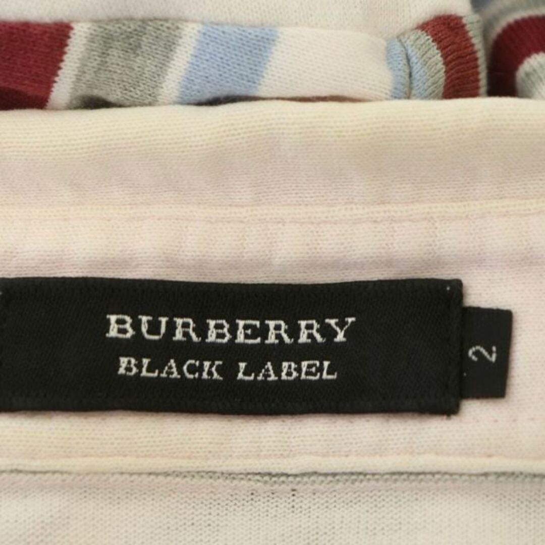 BURBERRY BLACK LABEL(バーバリーブラックレーベル)のバーバリーブラックレーベル ストライプ 切替 ポロシャツ 半袖 刺繍 2 ピンク メンズのトップス(ポロシャツ)の商品写真