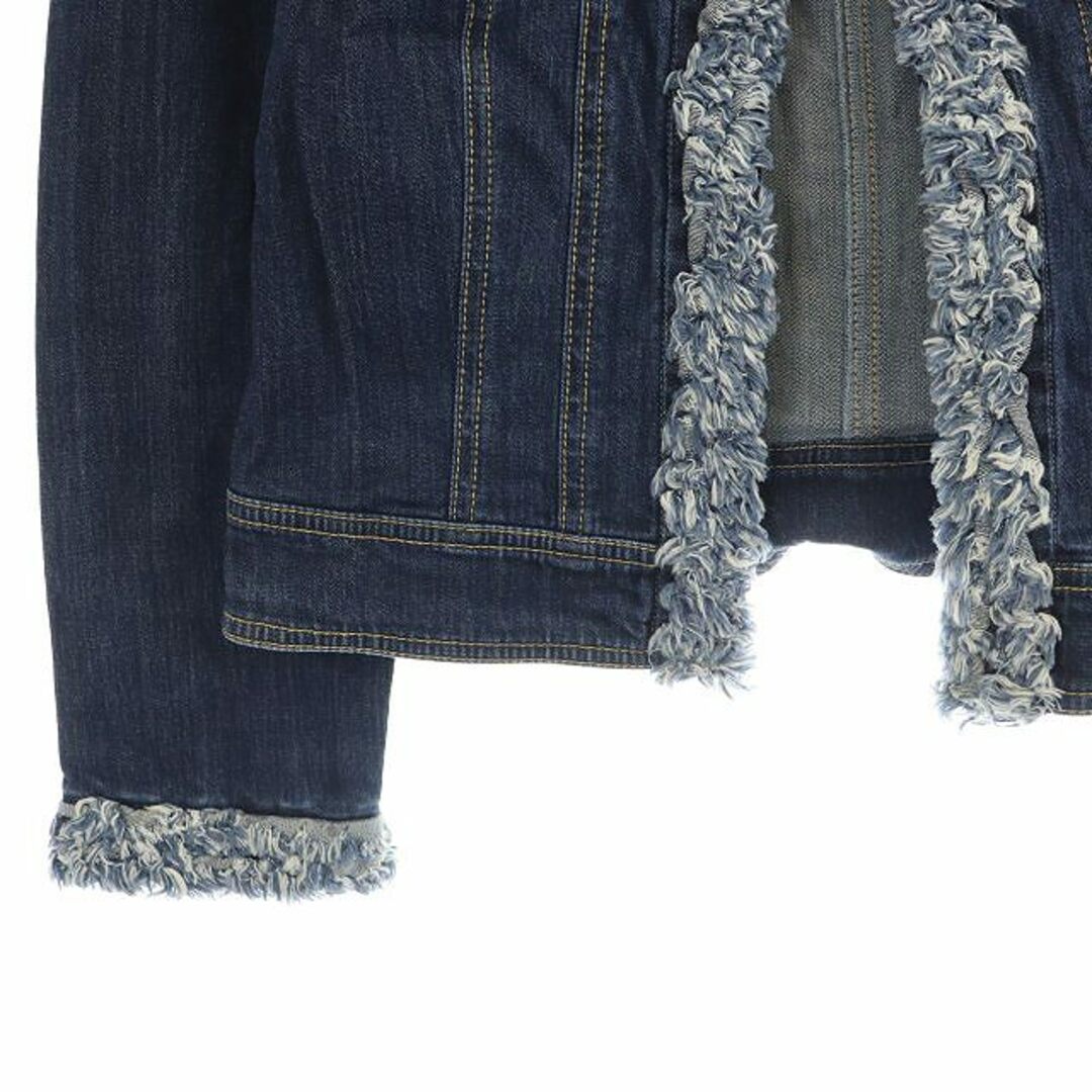 M'S GRACY(エムズグレイシー)のエムズグレイシー ノーカラー デニムジャケット ストレッチ 40 紺 ネイビー レディースのジャケット/アウター(その他)の商品写真