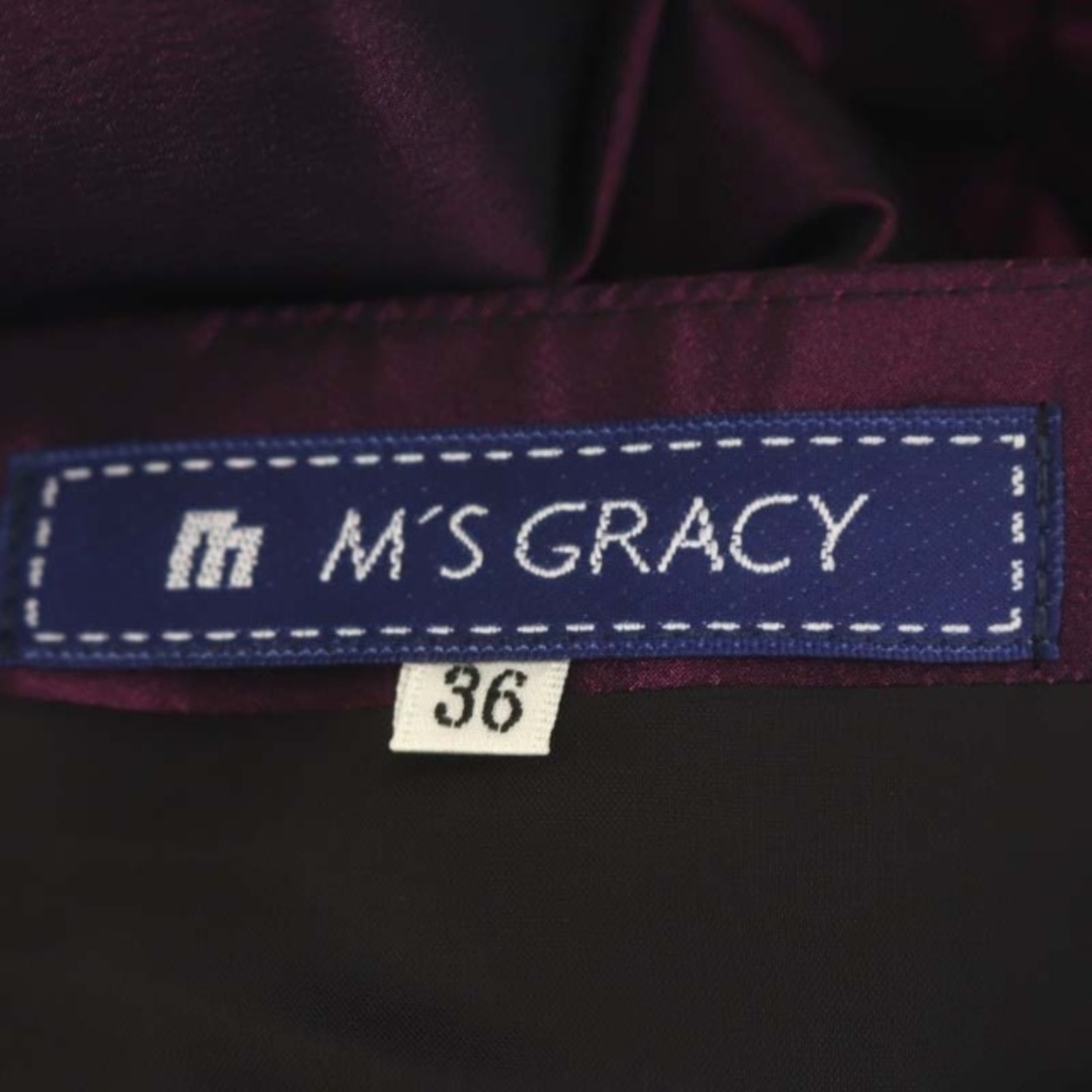 M'S GRACY(エムズグレイシー)のエムズグレイシー ワンピース 膝丈 半袖 ベルト付き 36 紫 黒 パープル レディースのワンピース(ひざ丈ワンピース)の商品写真