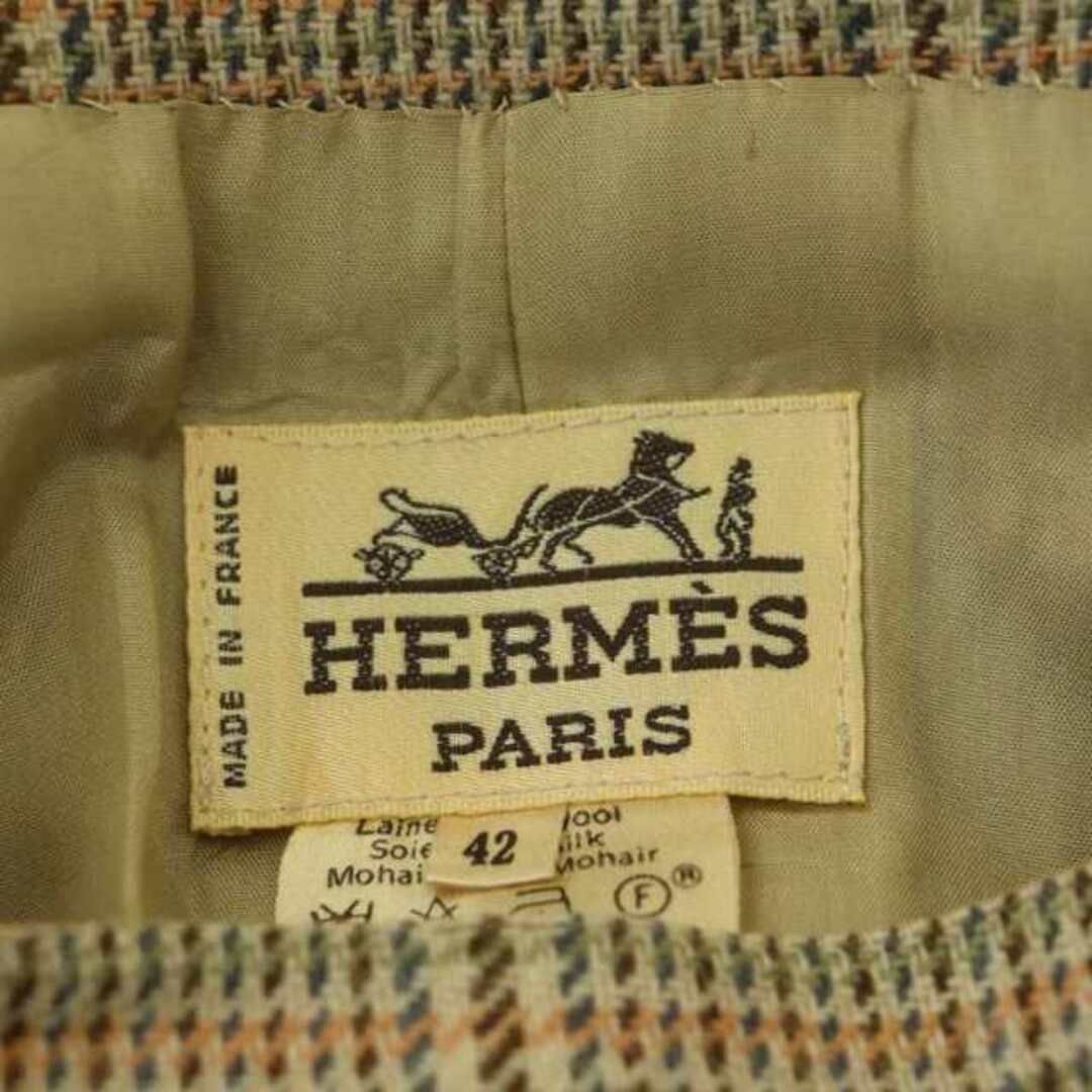Hermes - エルメス ヴィンテージ ウールシルク混 チェック タイト