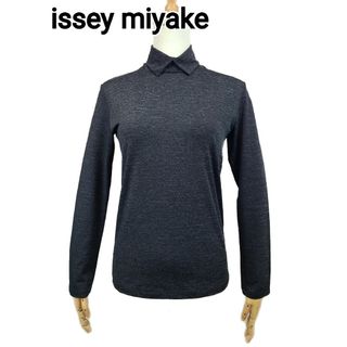 イッセイミヤケ(ISSEY MIYAKE)の美品 issey miyake シャツカラーハイネックカットソー(カットソー(長袖/七分))