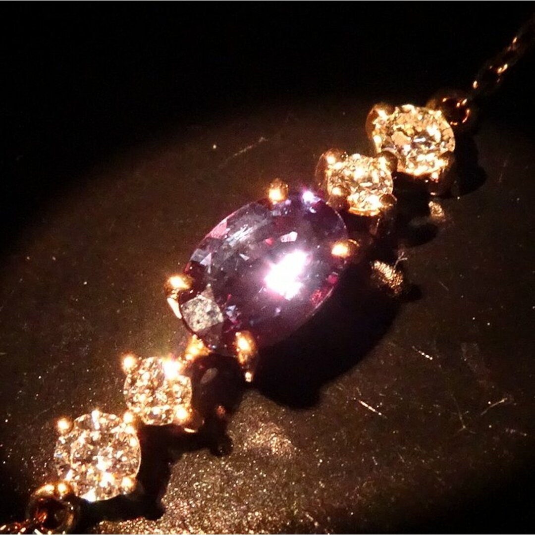 アレキサンドライト0.441ct ダイヤモンド0.18ct ブレスレット K18PG ピンクゴールド/29851【FJ】