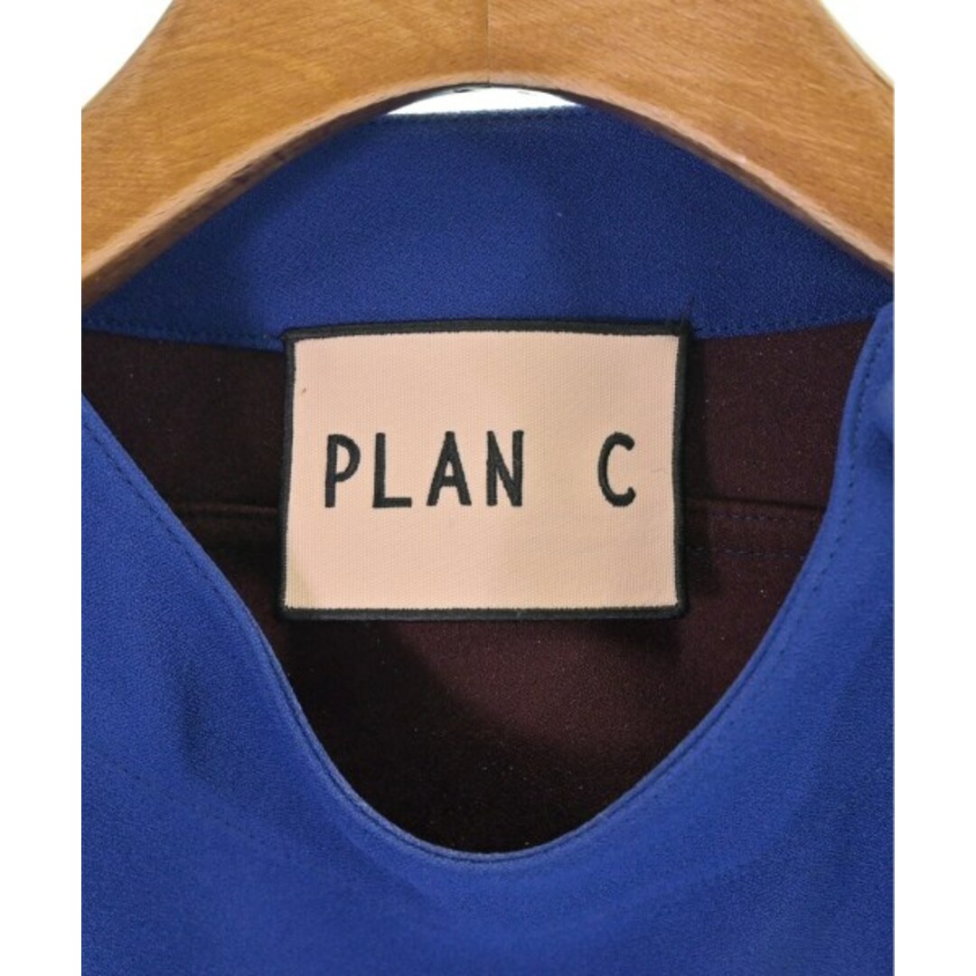 PLAN C プランシー カジュアルシャツ 36(S位) 青x茶