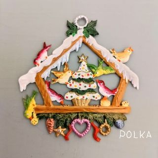 ドイツ　オーナメント　鳥小屋A　錫飾り  工芸品　クリスマス飾り　ドイツ雑貨(その他)