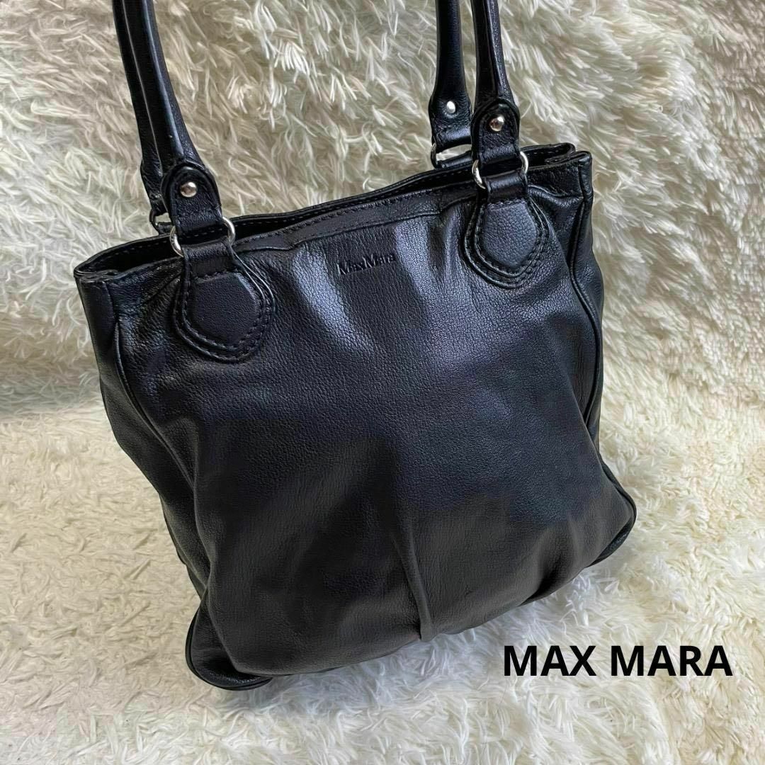 【美品】 マックスマーラ MaxMara ハンドバッグ トートバッグ ギャザー