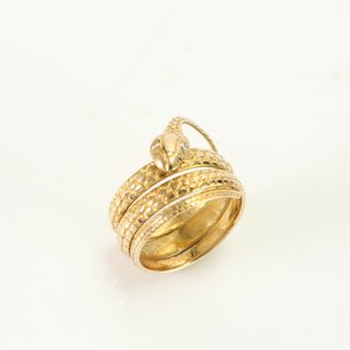 極美品 K18 スネーク モチーフ デザイン リング 指輪 ゴールド アクセサリー ダイヤ 総重量 3.8g メンズ レディース TJE 1026-M36(リング(指輪))