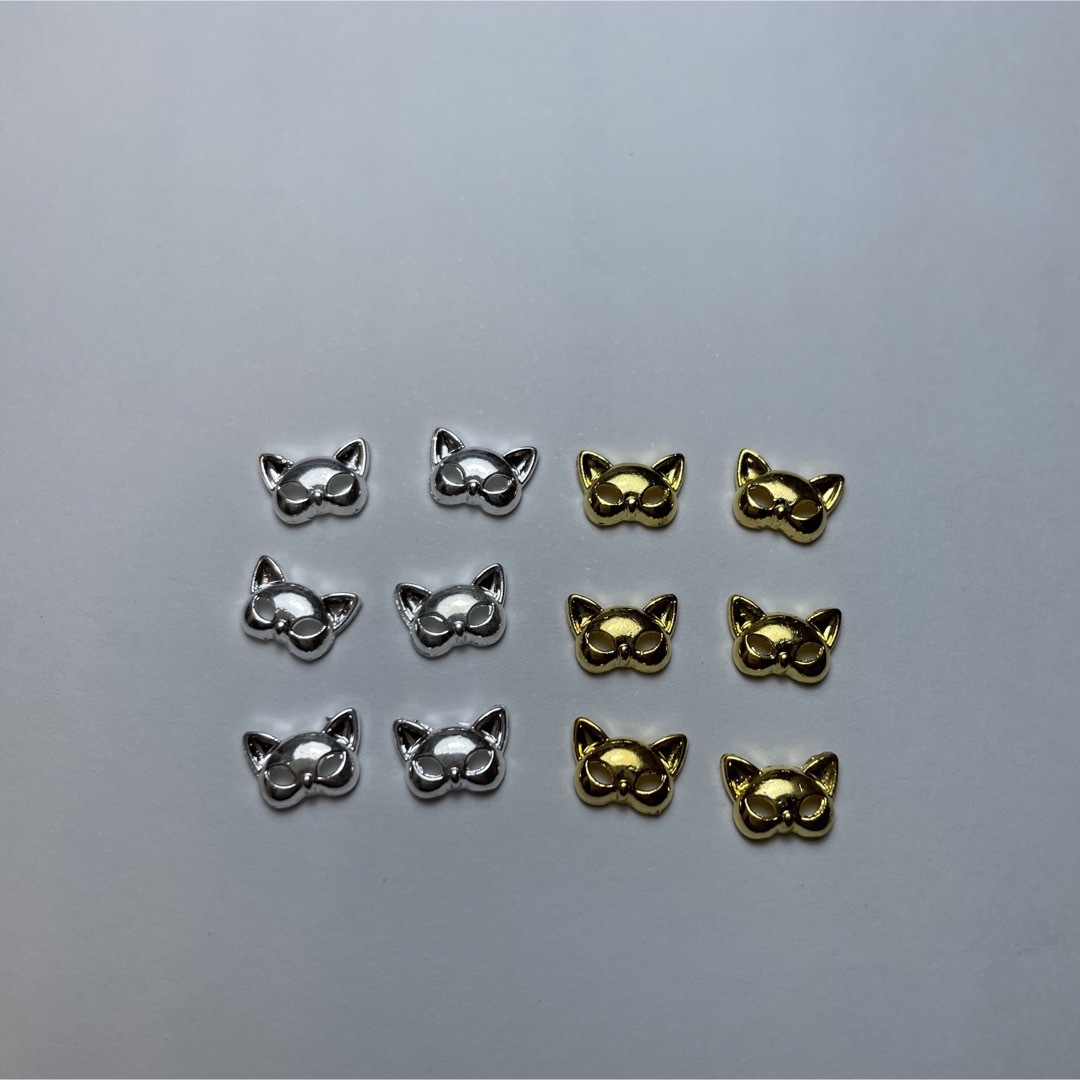 ネコ 仮面 ゴールド シルバー ハンドメイドの素材/材料(各種パーツ)の商品写真