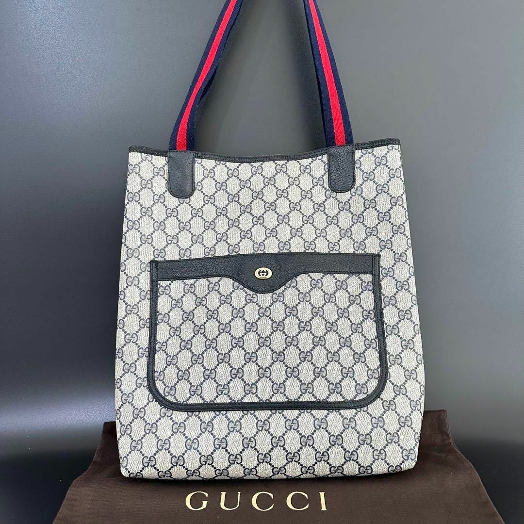 Gucci - グッチ GUCCI トートバッグ シェリーライン GG ネイビーの通販