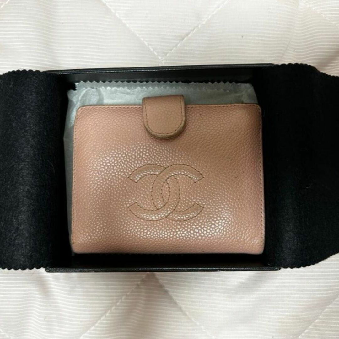 Chanel シャネル 二つ折り財布 ピンク レディース