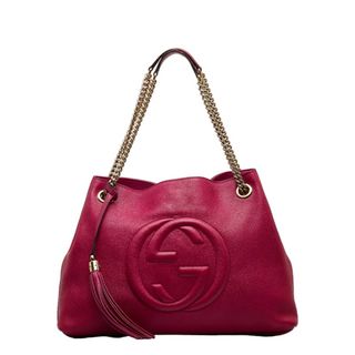 グッチ(Gucci)のグッチ インターロッキングG ソーホー タッセルフリンジ チェーン ショルダーバッグ 308982 レザー レディース GUCCI 【1-0122490】(ショルダーバッグ)