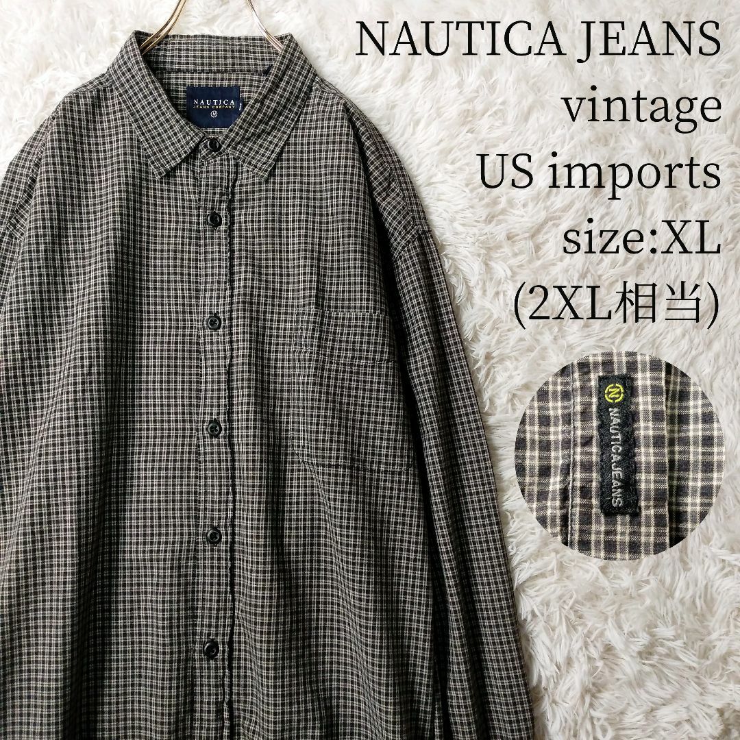 NAUTICA(ノーティカ)のビンテージ US輸入 NAUTICA JEANS 長袖シャツ チェック柄 2XL メンズのトップス(シャツ)の商品写真