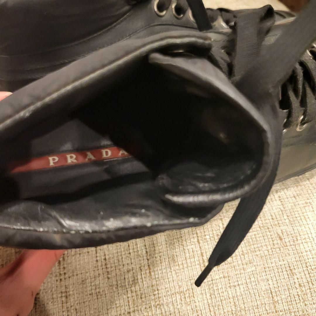 PRADA　ブラック　ロゴ　ハイカットスニーカー　スポーツ　ローファー　ブーツ 7