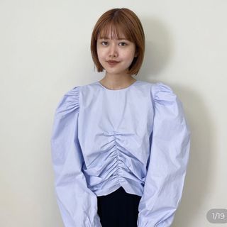 front wrinkle crop blouse【nugu】(シャツ/ブラウス(長袖/七分))