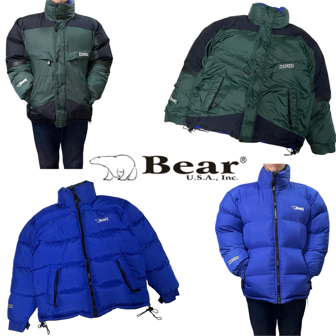 Bear ベアー　ダウンジャケット リバーシブル　肉厚　ブルー　グリーン　M | フリマアプリ ラクマ