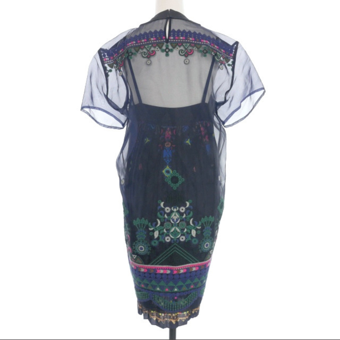 sacai(サカイ)のサカイ sacai レイヤード ワンピース ドレス セット 刺繍 1 ネイビー レディースのワンピース(ミニワンピース)の商品写真