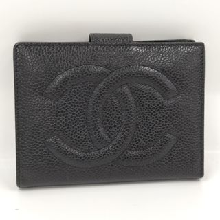 CHANEL シャネル キャビアスキン ココマーク 二つ折り がま口 長財布