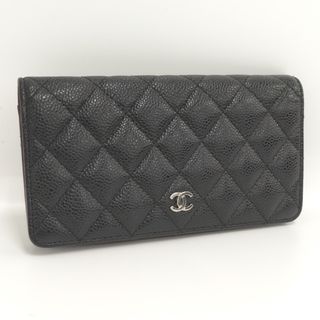 シャネル(CHANEL)のCHANEL マトラッセ 二つ折り長財布 レザー ブラック AP0233(財布)