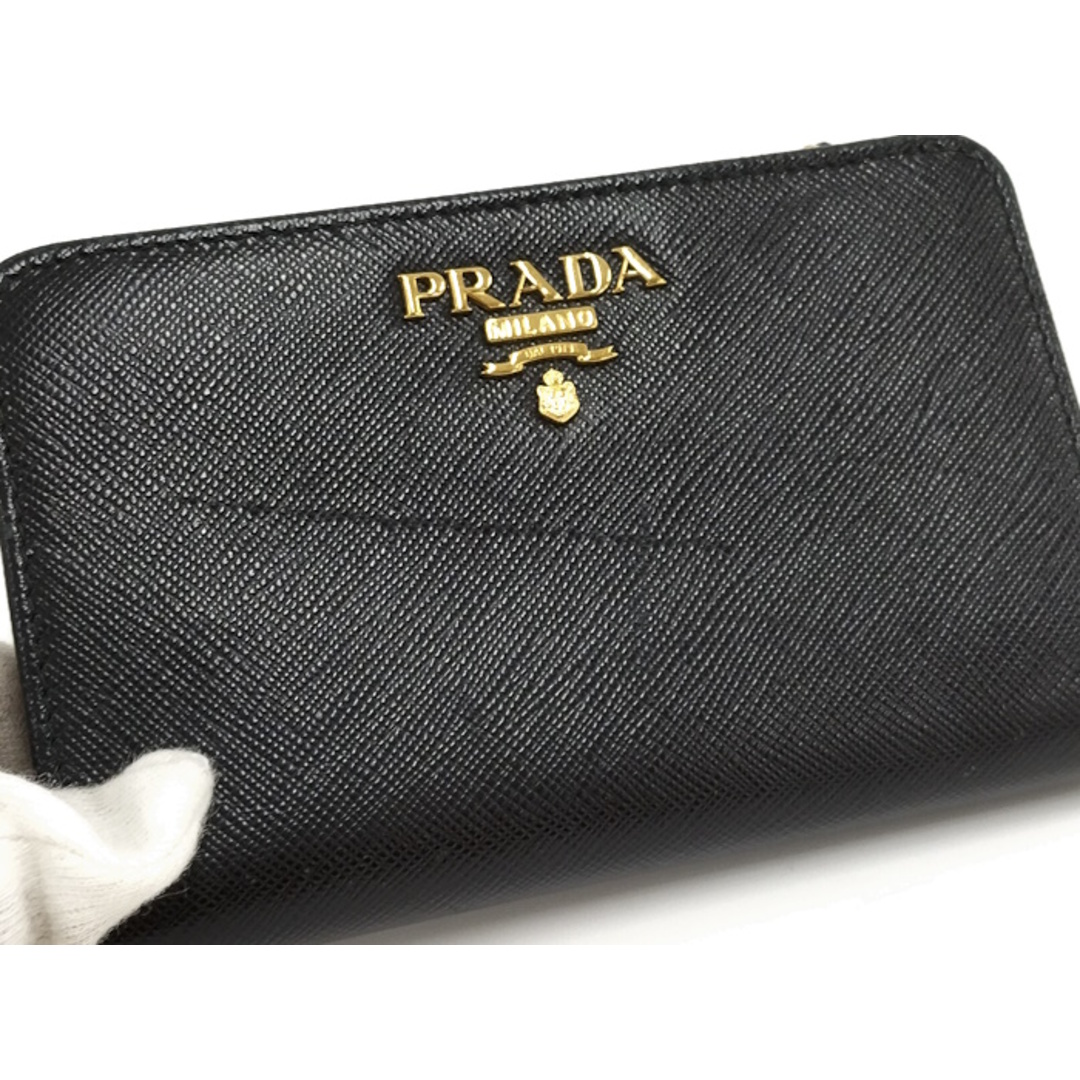 PRADA 二つ折り財布 L字ファスナー サフィアーノレザー ブラック