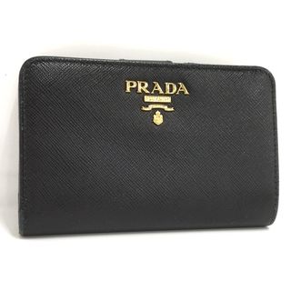 プラダ(PRADA)のPRADA 二つ折り財布 L字ファスナー サフィアーノレザー ブラック(財布)