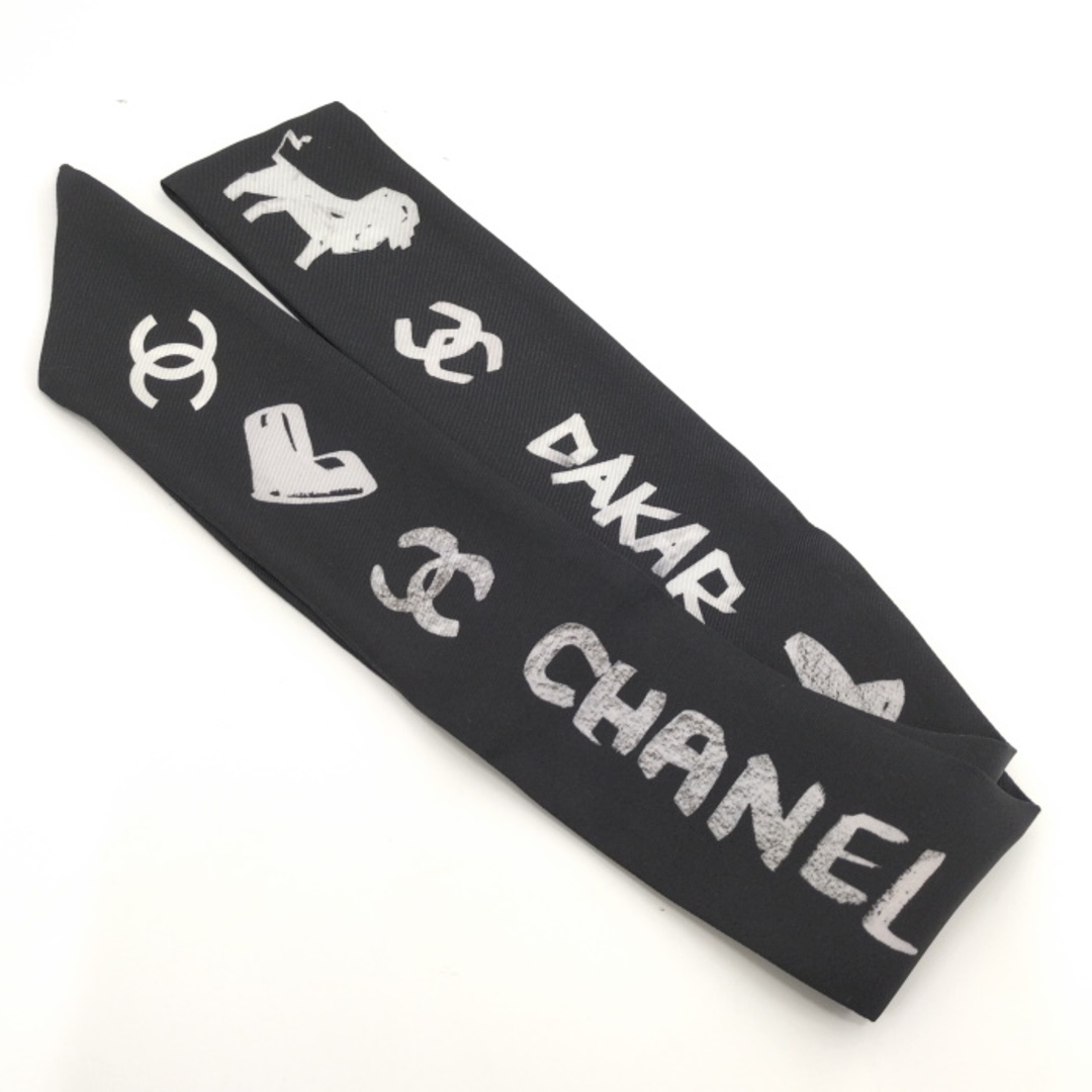 CHANEL(シャネル)のCHANEL スカーフ リボン シルク ブラック レディースのファッション小物(バンダナ/スカーフ)の商品写真