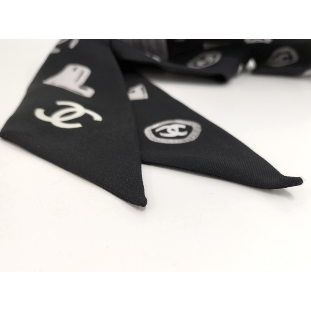 CHANEL(シャネル)のCHANEL スカーフ リボン シルク ブラック レディースのファッション小物(バンダナ/スカーフ)の商品写真