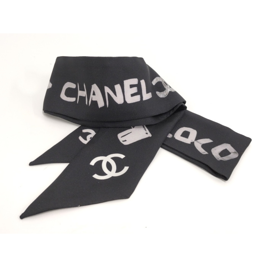 CHANEL(シャネル)のCHANEL スカーフ リボン シルク ブラック レディースのファッション小物(バンダナ/スカーフ)の商品写真