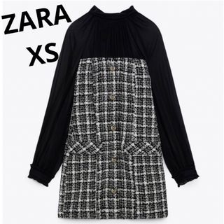 ザラ(ZARA)のコントラストテクスチャーワンピース(ひざ丈ワンピース)