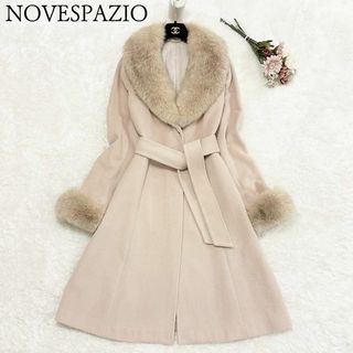 ノーベスパジオ(NOVESPAZIO)の美品◆NOVESPAZIO◆フォックスファー付き　アンゴラ混　チェスターコート(チェスターコート)