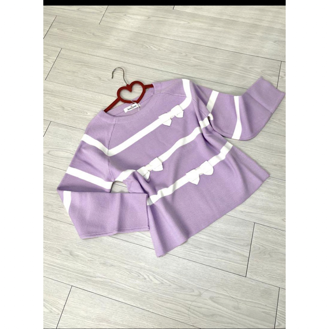 新品・未使用 ギャラリービスコンティ ネックレス付 袖口リボンモチーフニット