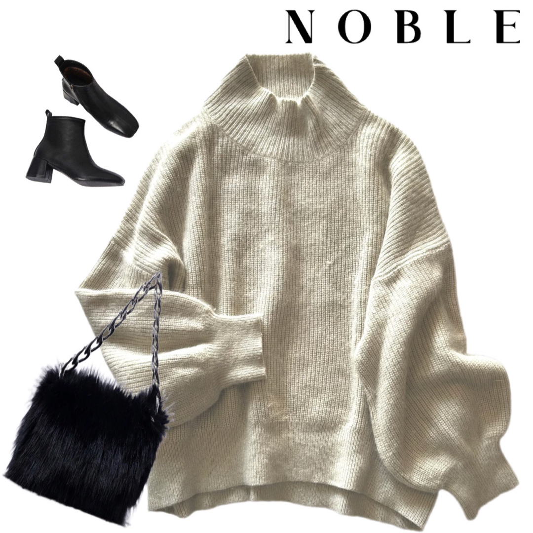 Noble(ノーブル)のノーブル アンゴラ シャギー プルオーバー ニット セーター ハイネック 長袖 レディースのトップス(ニット/セーター)の商品写真