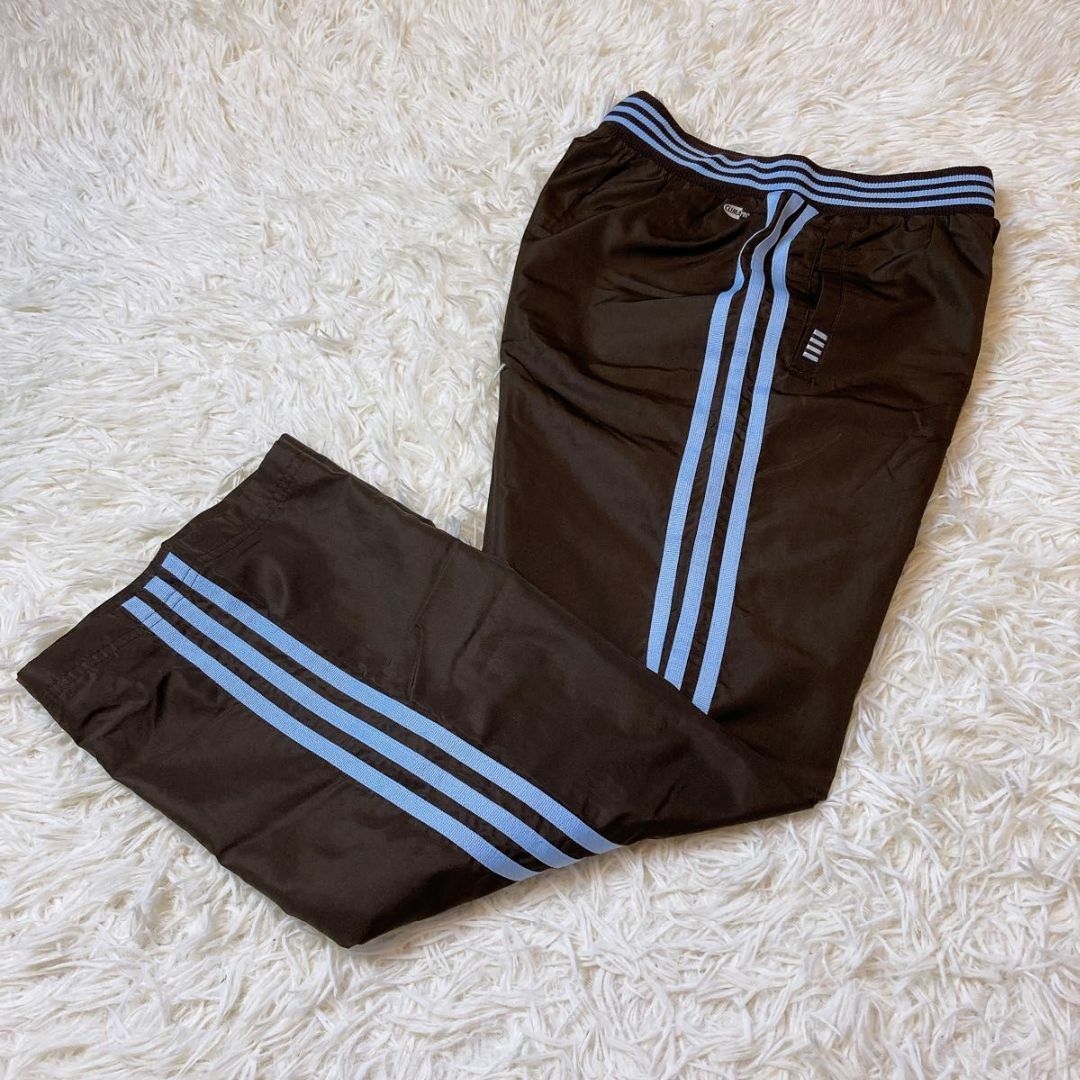 adidas レディースジャージ上下 セットアップ M ブラウン 水色 美品 美品 adidasスポーツウェアセットアップ M レディース