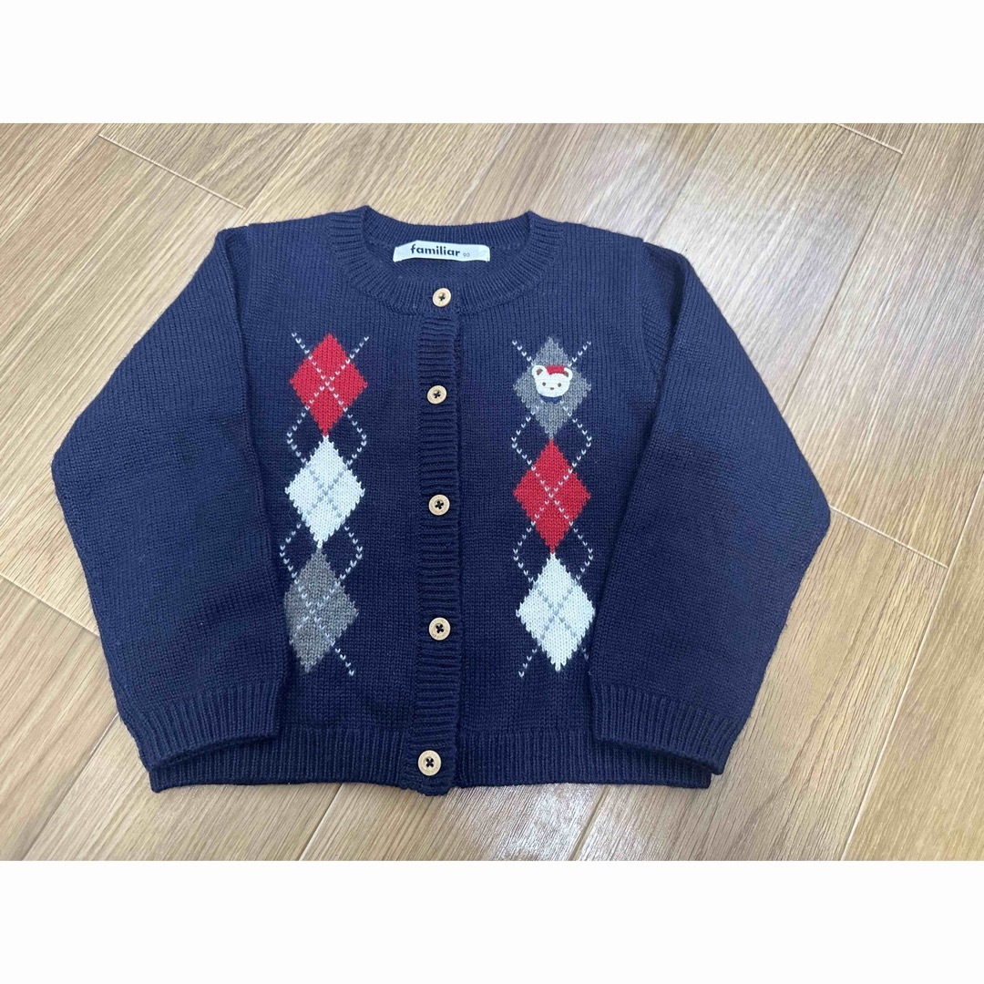 【美品】ファミリア ニットカーディガン90 | フリマアプリ ラクマ