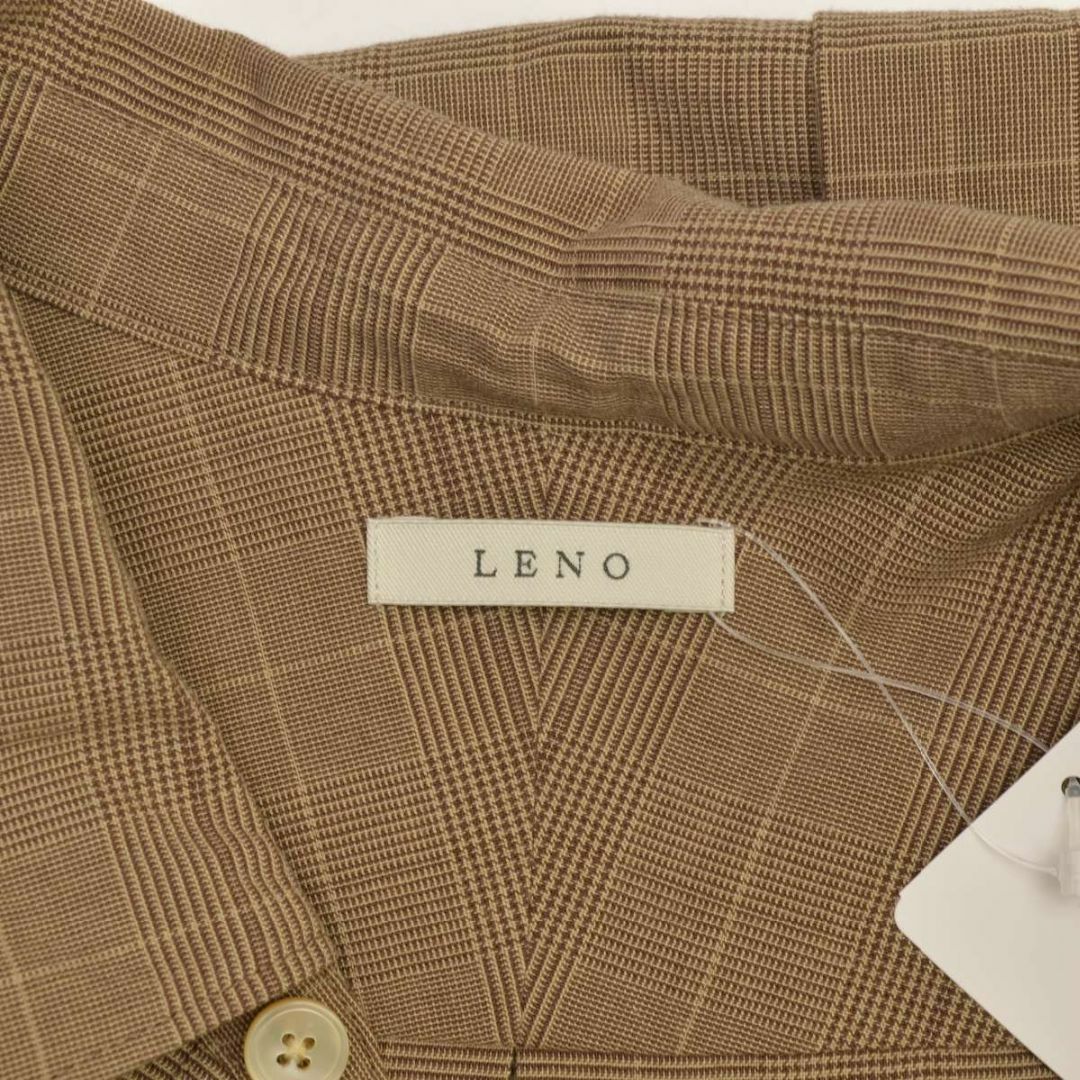 【LENO】コットンシルクグレンチェックプルオーバーシャツマキシ長袖ワンピース綿90％シルク10％付属品