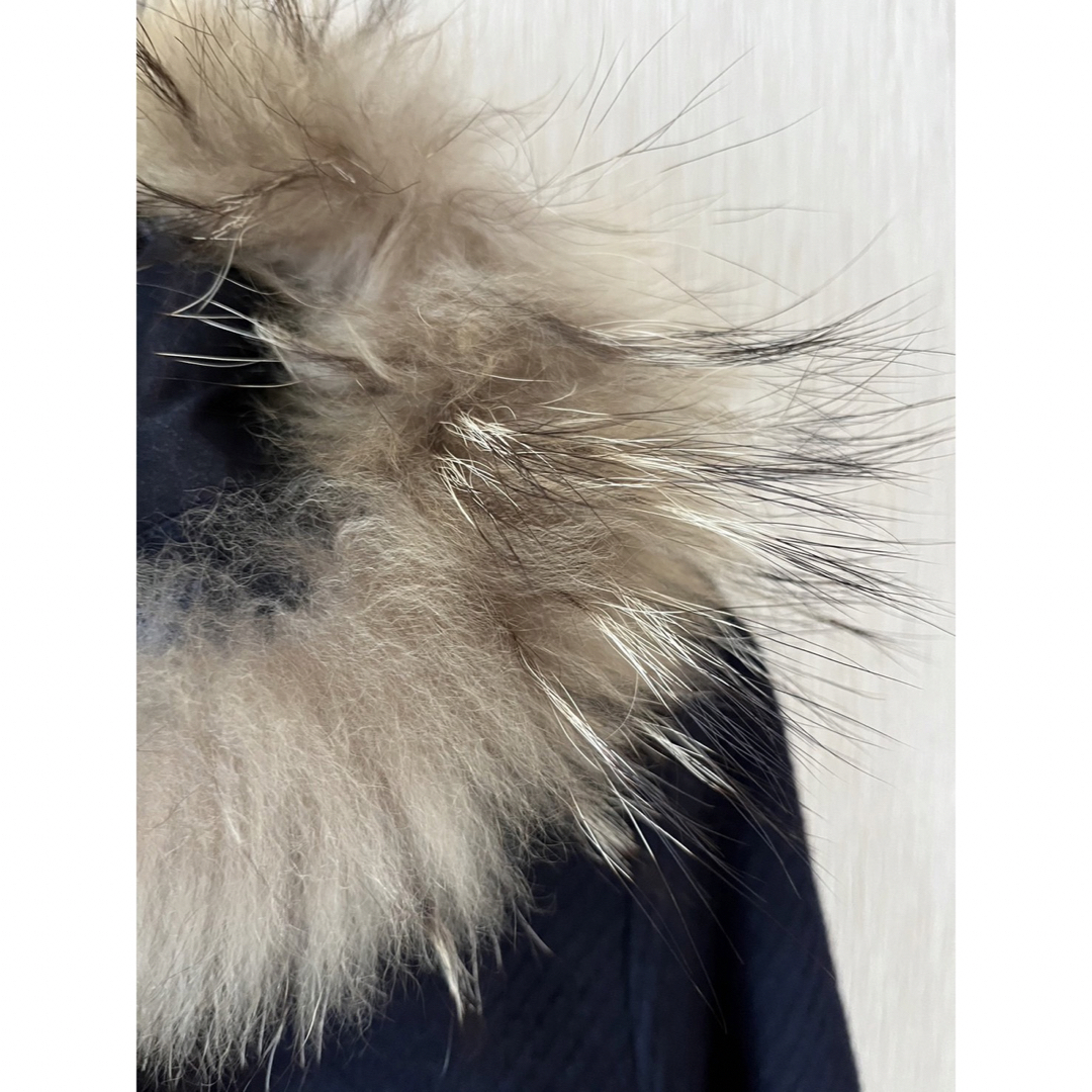 Andemiu(アンデミュウ)のAndemiu うさぎの毛のファー付き コート ネイビー レディースのジャケット/アウター(ロングコート)の商品写真