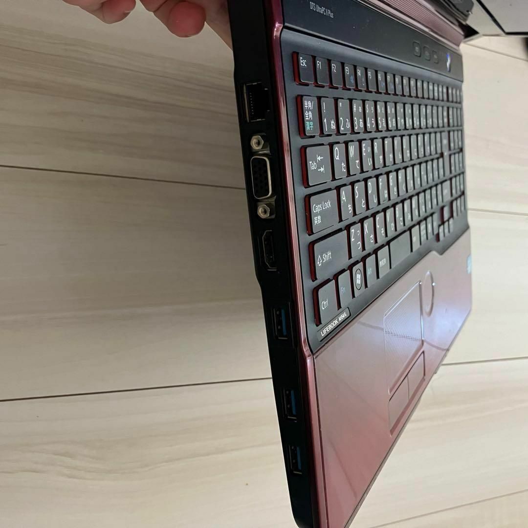 初心者向けノートパソコン 富士通 赤 500GB マウスつき ワード